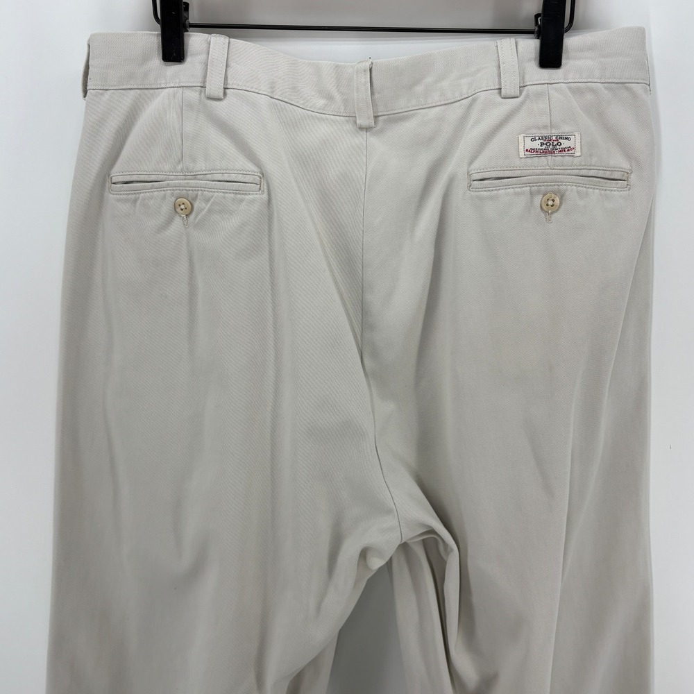 Vintage Polo Ralph Lauren Andrew Pant 36px30 Double Pleated Chino Pants Cream - Picture 4 of 15